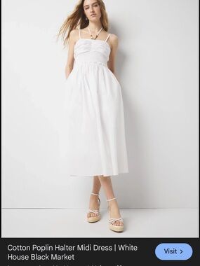 White House Black Market White Ruching Strap Dress